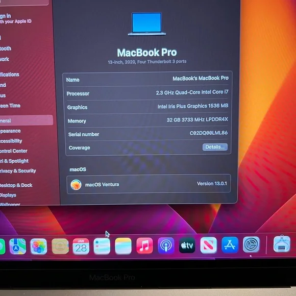 MacBook Pro 13” (2020) 32GB RAM